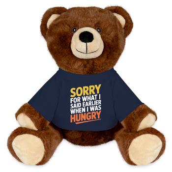 Sorry For What I Said Earlier When I Was Hungry - MiniFeet® RecycelBär® Teddy Bear Brown - french navy - Front