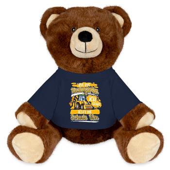 Schulbegin Einschulung Bagger - MiniFeet® RecycelBär® Braun - French Navy - Vorne