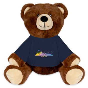Seattleite Skyline Seattle - MiniFeet® RecycelBär® Teddy Bear Brown - french navy - Front