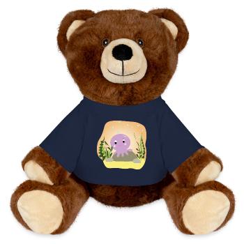 Otto Oktopus - Geschenk - Geschenkidee - MiniFeet® RecycelBär® Braun - French Navy - Vorne