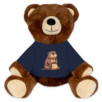 Beaver for a beaver lover conservationist - MiniFeet® RecycelBär® Teddy Bear Brown - french navy - Front