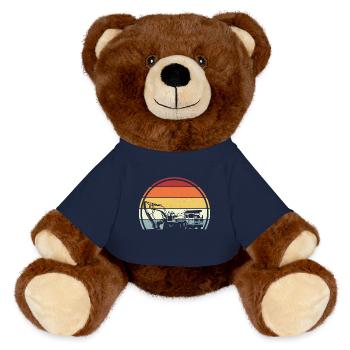 Excavator construction site - MiniFeet® RecycelBär® Teddy Bear Brown - french navy - Front