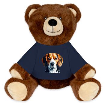 Geometrischer Beagle Polygon Kunst Design - MiniFeet® RecycelBär® Braun - French Navy - Vorne