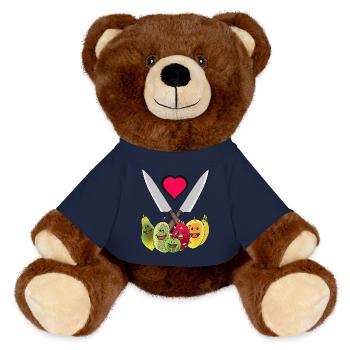 Küchenmesser Vegetarisch Früchte exotisch Obst - MiniFeet® RecycelBär® Braun - French Navy - Vorne