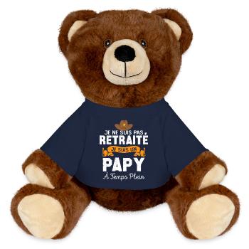 Papy Retraité Cadeau Humour Personnalisé - Nounours RecycelBär® marron - bleu marine - Devant