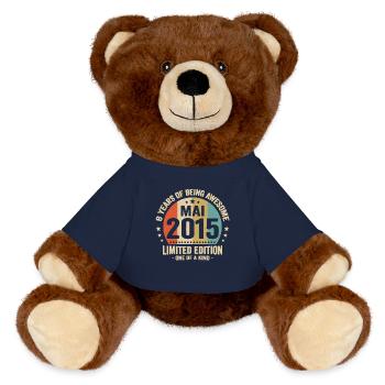 Mai 2015 8 Jahre Jubiläum Vintage Geschenkidee - MiniFeet® RecycelBär® Braun - French Navy - Vorne
