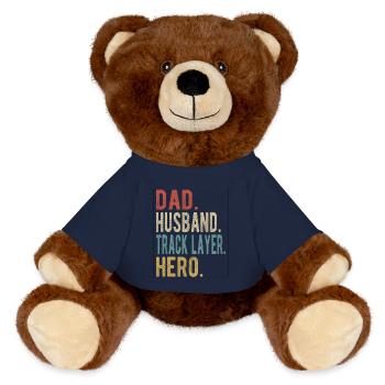 Gleisbauer Papa Ehemann Held - MiniFeet® RecycelBär® Braun - French Navy - Vorne