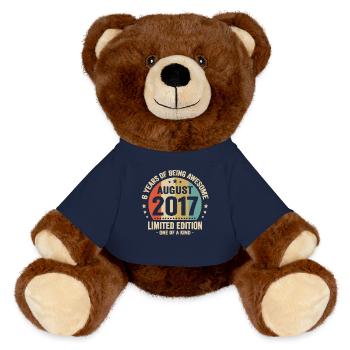 August 2017 6 Jahre Jubiläumsgeschenk - MiniFeet® RecycelBär® Braun - French Navy - Vorne
