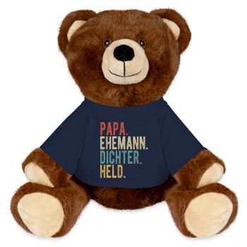 Dichter Papa Ehemann Held - MiniFeet® RecycelBär® Braun - French Navy - Vorne