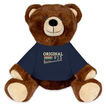 Vintage 1935 Geburtstagsgeschenk - MiniFeet® RecycelBär® Braun - French Navy - Vorne