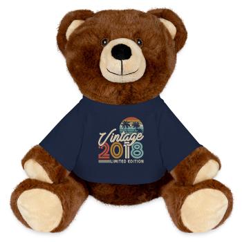 Vintage Birthday Gift 2018 - 5/6 years - MiniFeet® RecycelBär® Teddy Bear Brown - french navy - Front