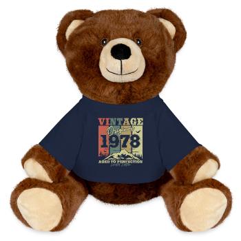 Vintage 1978 Cadeau d’anniversaire - Nounours RecycelBär® marron - bleu marine - Devant