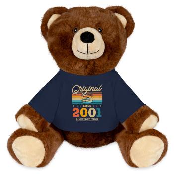 Vintage 2001 Birthday - MiniFeet® RecycelBär® Teddy Bear Brown - french navy - Front
