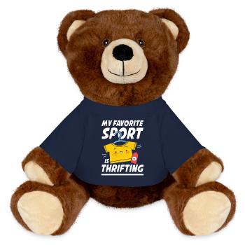 My Favorite Sport Is Thrifting für Sparsame - MiniFeet® RecycelBär® Braun - French Navy - Vorne