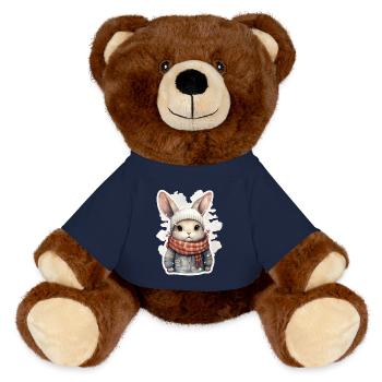 Hasen Fellnase im Winter - MiniFeet® RecycelBär® Braun - French Navy - Vorne