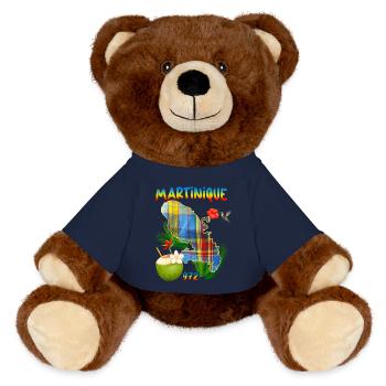 Martinique Madras Tropical Colibri - Nounours RecycelBär® marron - bleu marine - Devant