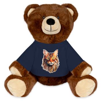 Tête de chat Maine Coon - Nounours RecycelBär® marron - bleu marine - Devant
