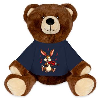 Lapin Violoniste Mignon - Nounours RecycelBär® marron - bleu marine - Devant