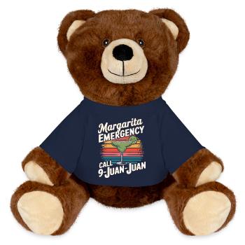Spaßiger Cocktail-Spruch - MiniFeet® RecycelBär® Braun - French Navy - Vorne