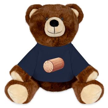 Rustic Wooden Log Illustration - MiniFeet® RecycelBär® Teddy Bear Brown - french navy - Front