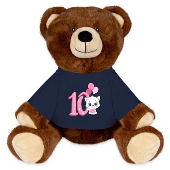 10th Birthday Kitten | Cat Birthday Shirt - MiniFeet® RecycelBär® Teddy Bear Brown - french navy - Front