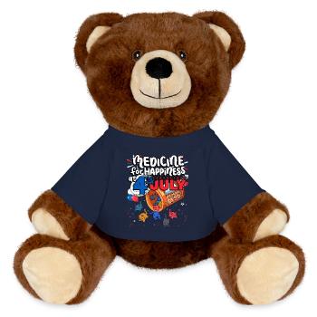 Medizin Zum Glücklichsein Am 4. Juli - Clowder Of - MiniFeet® RecycelBär® Braun - French Navy - Vorne
