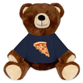 Lustiger Pizzaflüsterer Feinschmecker Pizzastück - MiniFeet® RecycelBär® Braun - French Navy - Vorne