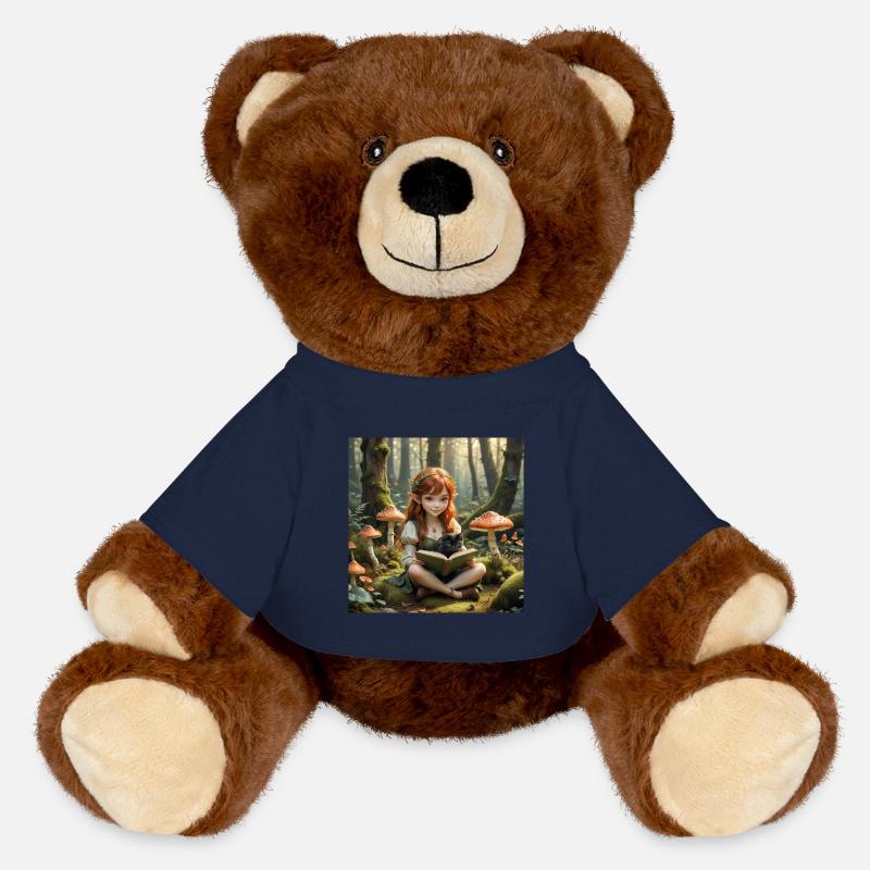 Elf with toadstools - MiniFeet® RecycelBär® Teddy Bear Brown - french navy
