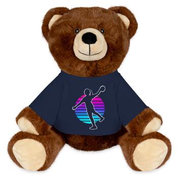 Handball Handballerin Frauen - MiniFeet® RecycelBär® Braun - French Navy - Vorne