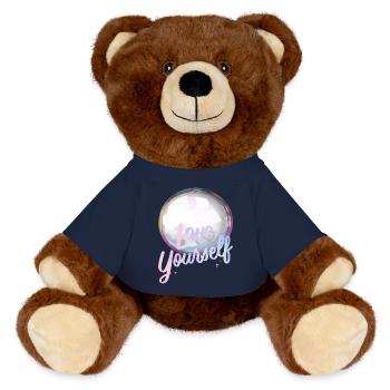Love yourself Seifenblase - MiniFeet® RecycelBär® Braun - French Navy - Vorne