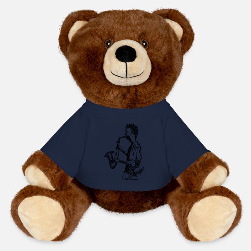 saxophone - MiniFeet® RecycelBär® Teddy Bear Brown - french navy