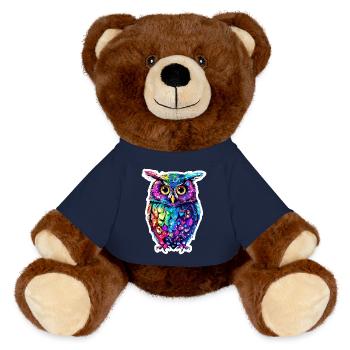 Niedliche Eule Kawaii Maskottchen - MiniFeet® RecycelBär® Braun - French Navy - Vorne