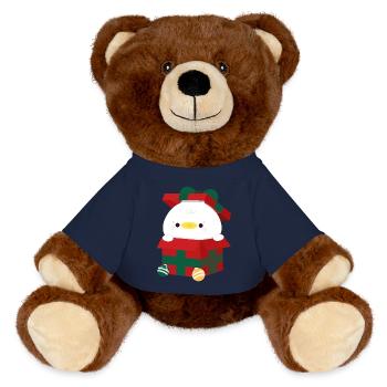 Duck Christmas Present - MiniFeet® RecycelBär® Teddy Bear Brown - french navy - Front