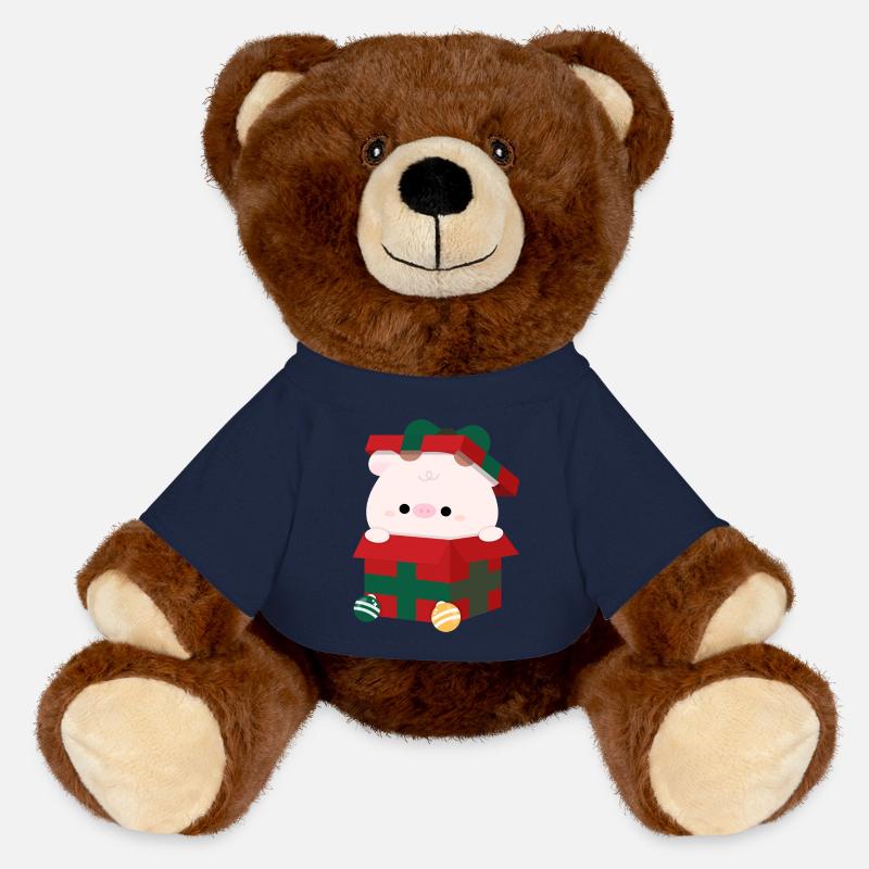 Cow Christmas Present - MiniFeet® RecycelBär® Teddy Bear Brown - french navy