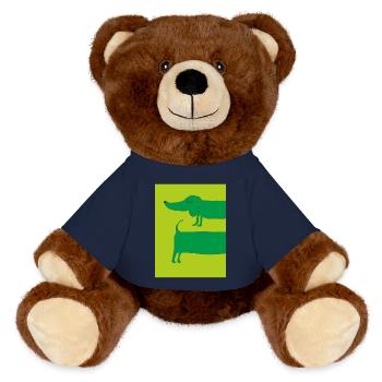 Teckel Chien Vert - Nounours RecycelBär® marron - bleu marine - Devant
