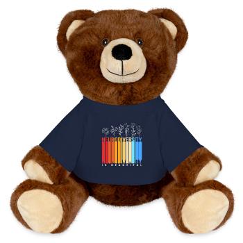 Autism Brain Autistic Asperger Neurodiversity - MiniFeet® RecycelBär® Teddy Bear Brown - french navy - Front