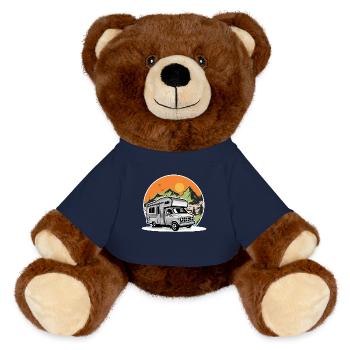 Camping Camper Campen - MiniFeet® RecycelBär® Braun - French Navy - Vorne