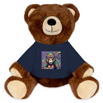 Psychedelic Monkey Design - MiniFeet® RecycelBär® Teddy Bear Brown - french navy - Front