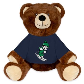 Winter holiday ski kids - MiniFeet® RecycelBär® Teddy Bear Brown - french navy - Front