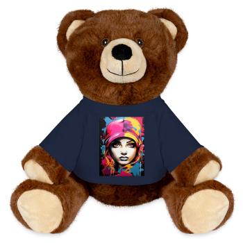 Graffiti style2 - MiniFeet® RecycelBär® Teddy Bear Brown - french navy - Front