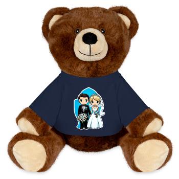 just married - pour mariage - Nounours RecycelBär® marron - bleu marine - Devant