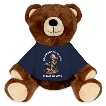 The toiling has come to an end - Long live the pension - MiniFeet® RecycelBär® Teddy Bear Brown - french navy - Front