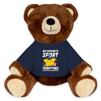 My Favorite Sport Is Thrifting für Sparsame - MiniFeet® RecycelBär® Braun - French Navy - Vorne
