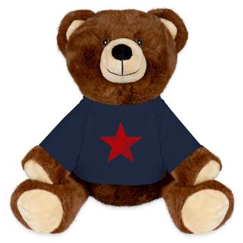 Red Star - Vintage Grunge Structure - MiniFeet® RecycelBär® Teddy Bear Brown - french navy - Front