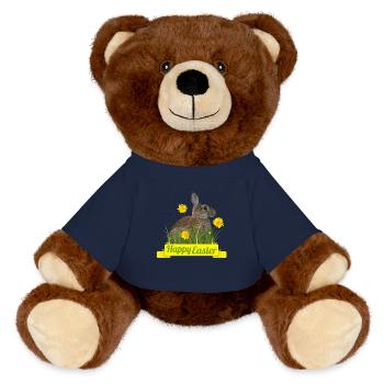 Happy Easter rabbit cony - MiniFeet® RecycelBär® Teddy Bear Brown - french navy - Front