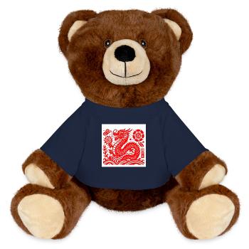 Year of the dragon red - MiniFeet® RecycelBär® Teddy Bear Brown - french navy - Front