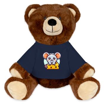 Mouse with cheese - MiniFeet® RecycelBär® Teddy Bear Brown - french navy - Front