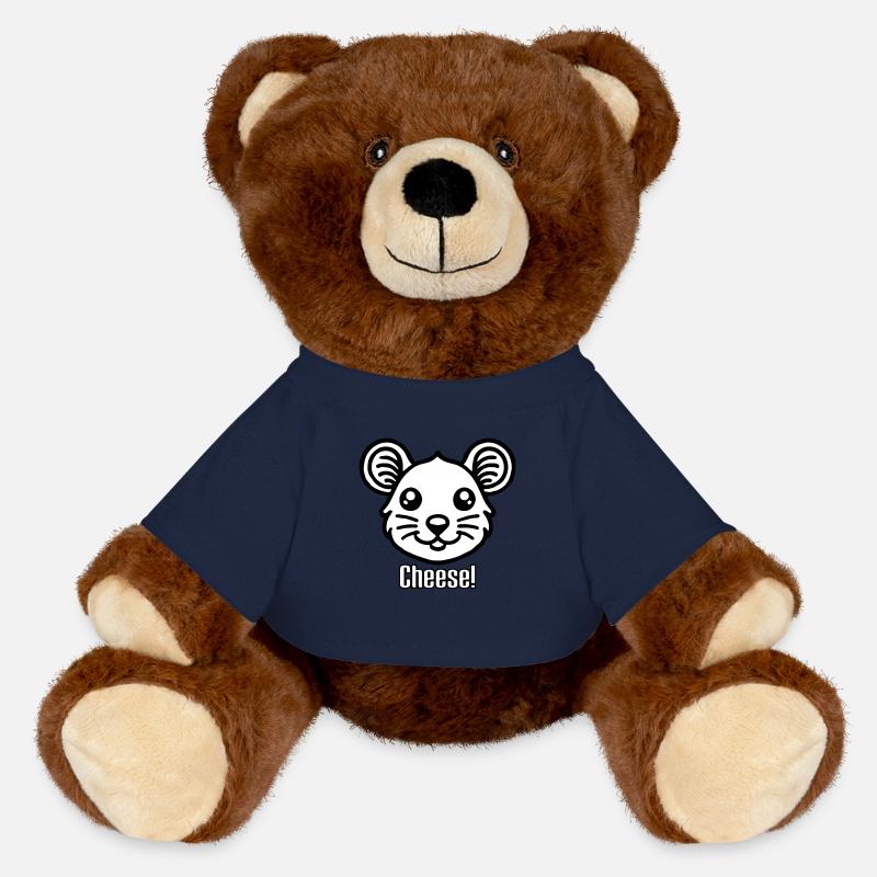 Cute looking Mouse - "Cheese" Design - MiniFeet® RecycelBär® Teddy Bear Brown - french navy