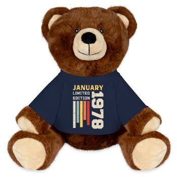 January 1978 - January 1978 Birthday Gift - MiniFeet® RecycelBär® Teddy Bear Brown - french navy - Front