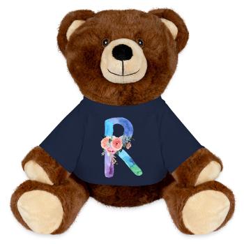 Lettre r watercolor - Nounours RecycelBär® marron - bleu marine - Devant